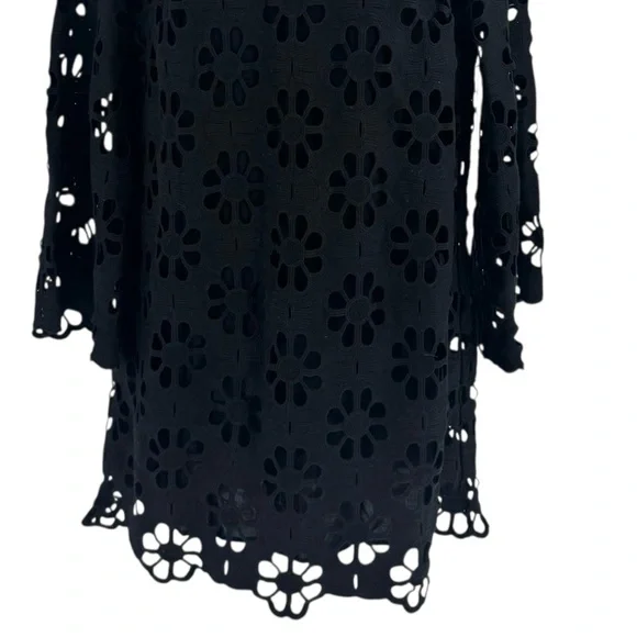 Tuckernuck NWT Black Lace Hutton Mini Dress – Size M – Bell Sleeve Shift Dress - Picture 4 of 10